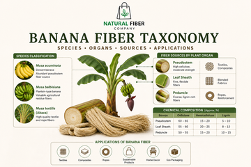 Banana fiber taxonomy diagram showing species and classification