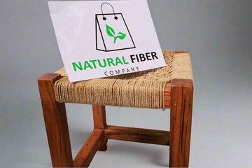 Banana fiber rope hand-woven onto a wooden stool, an example of genuine banana fiber craftsmanship for home decor