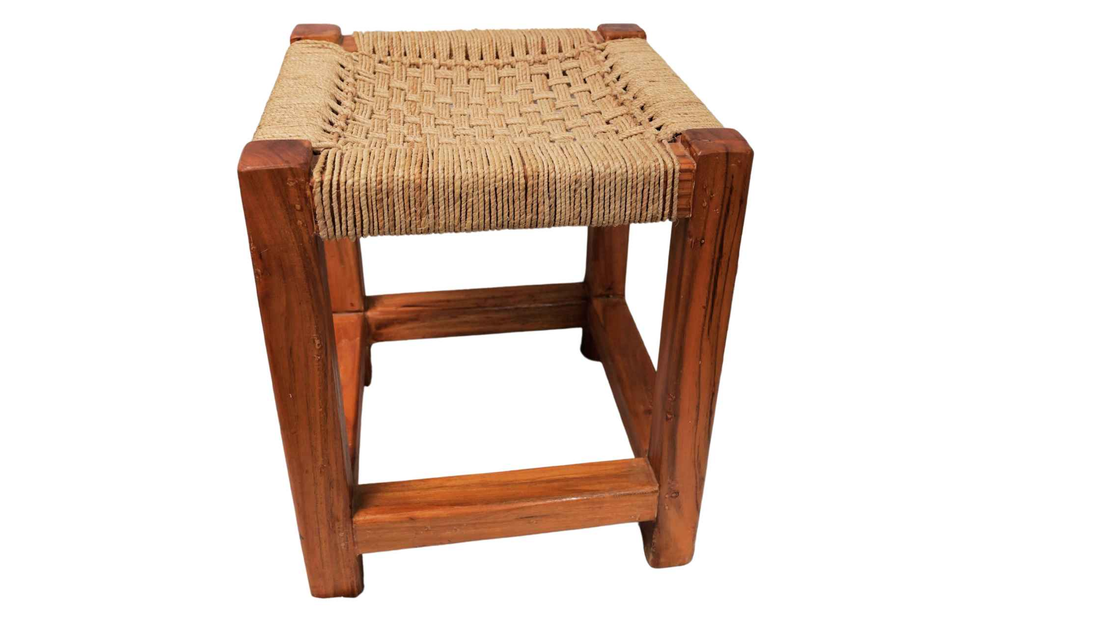 Banana fiber rope stool as a piece of natural material furniture