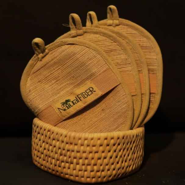 Set of banana fiber loofahs for sustainable skincare