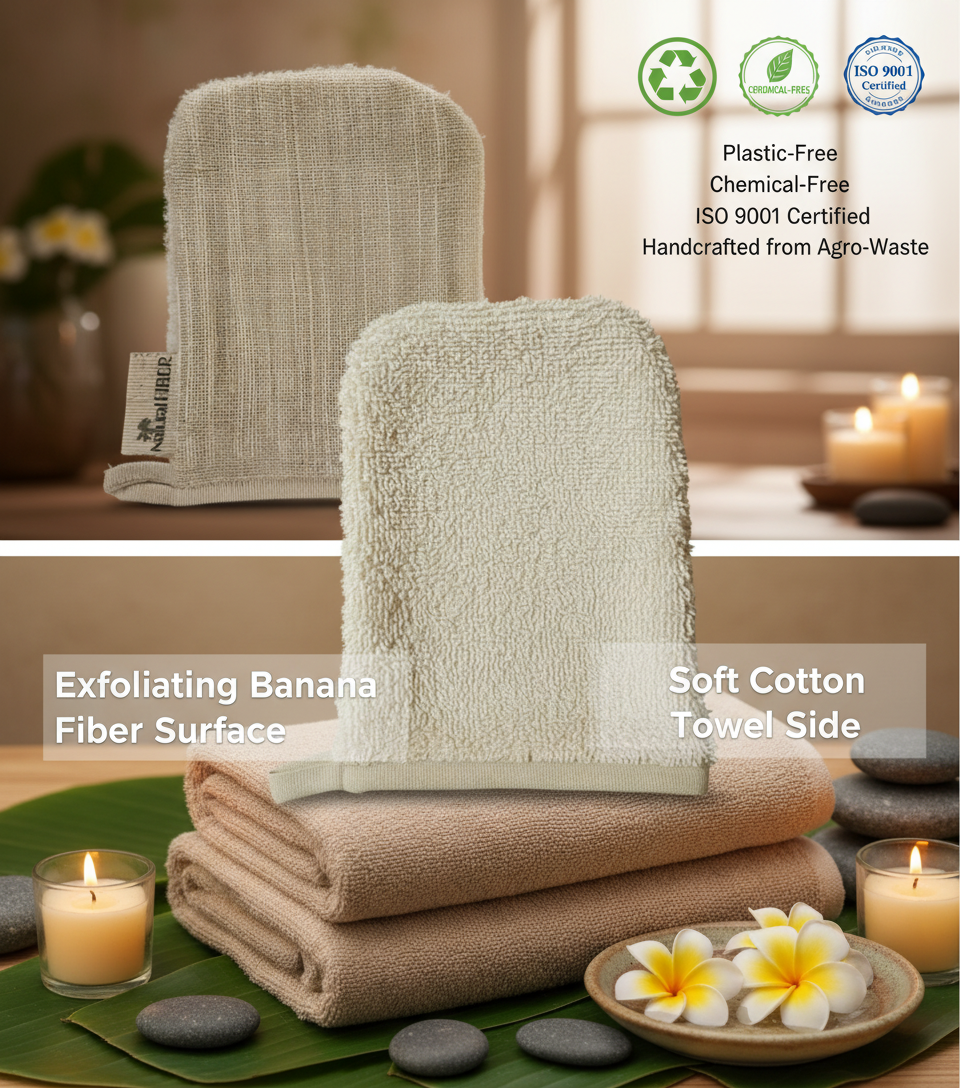 Banana fiber loofah crafted for the sustainable beauty industry