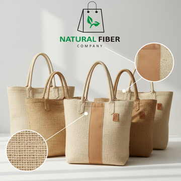 Natural fiber tote bags made from banana, sisal, and jute