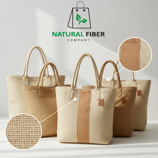 Natural fiber tote bags made from banana, sisal, and jute