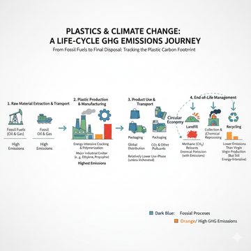 Plastic waste illustrating its role in climate change and GHG emissions