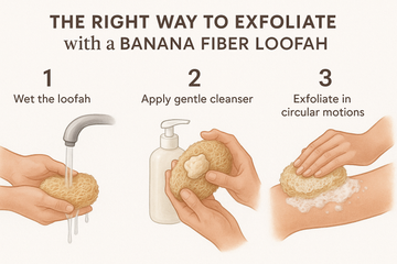 Step-by-step guide to exfoliating with a banana fiber loofah