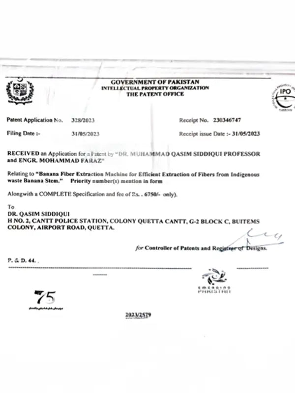 IPO Patent: Eco-Friendly Seat Belt with Banana Fiber Weft