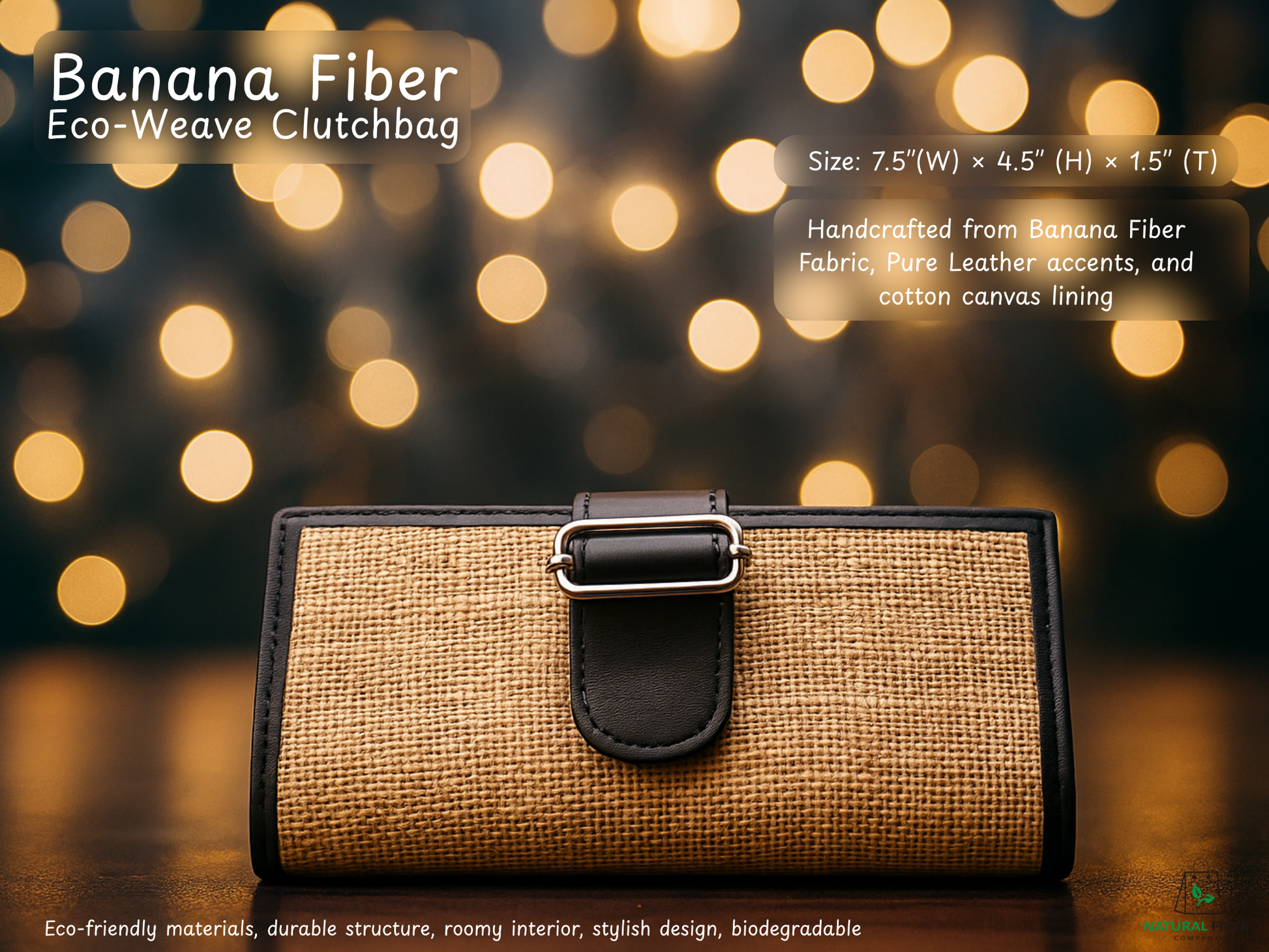 Banana Fiber  Leather Clutch Bag_1
